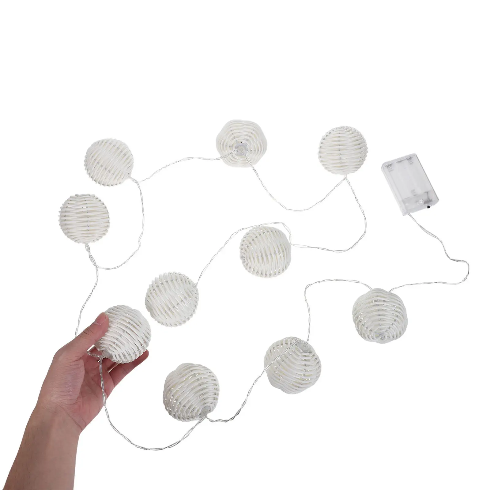 

10 LED Rattan Ball String Lights 7.6ft Battery Operated Boho Globe Lantern Lights Outdoor Patio Balcony Fence Garden Decor