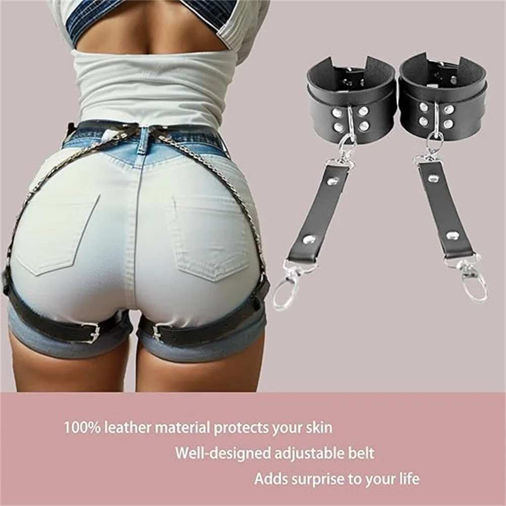 1PC Handcuffs Garter Set Goth Rave Sword Belt PU Leather Leg Harness Belt Body Lingerie Sexy Thigh Garter Bandage Bdsm Stockings