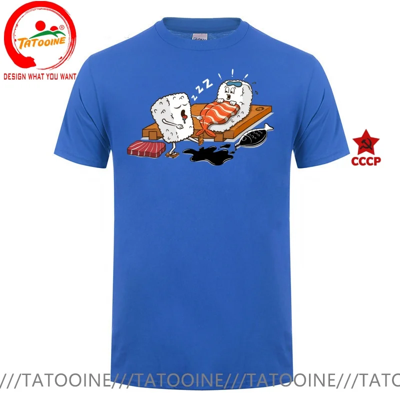 Funny Design Sleepwalking Sushi  SRed Doublet Men Fashion Trendy Casual Clothing Stylish Tops Tee Shirt Leisure Tshirt Men's