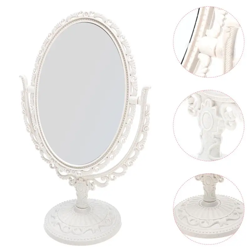 Vintage Rotatable Mirror Heart Shaped Mirror Desktop Mirror Decor Dressing Table Adorn for Home Women Bathroom