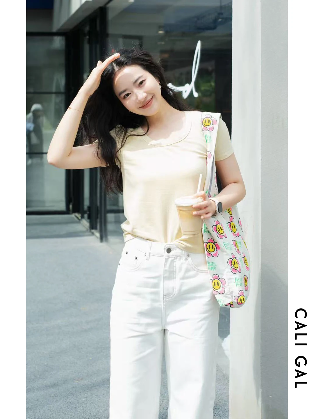 

Cali Gal Basic Classic Naked Feel U-ne T-irt Breathable Sweat Absorbent Cotton Summer Women's Faion Commute Sle