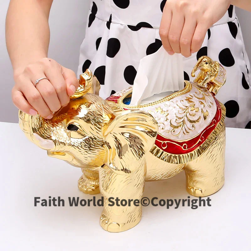 

Large HOME OFFICE Company BAR Business TOP COOL 3D GOOD LUCK Auspicious wealth elephant Decoration art statue Tissue box