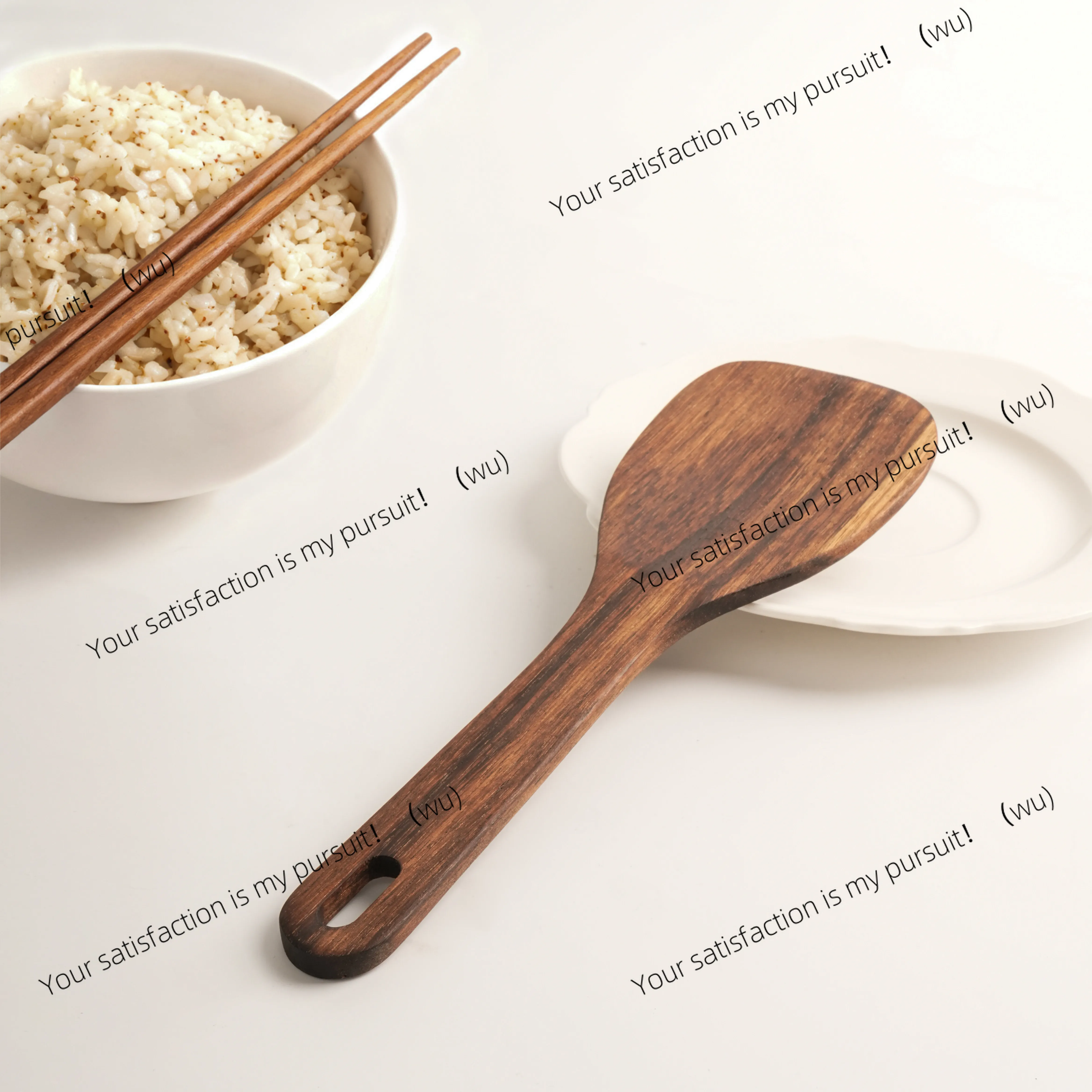Acacia wood, solid wood rice spoon, non-stick pan, household rice shovel, wooden rice spoon, shovel