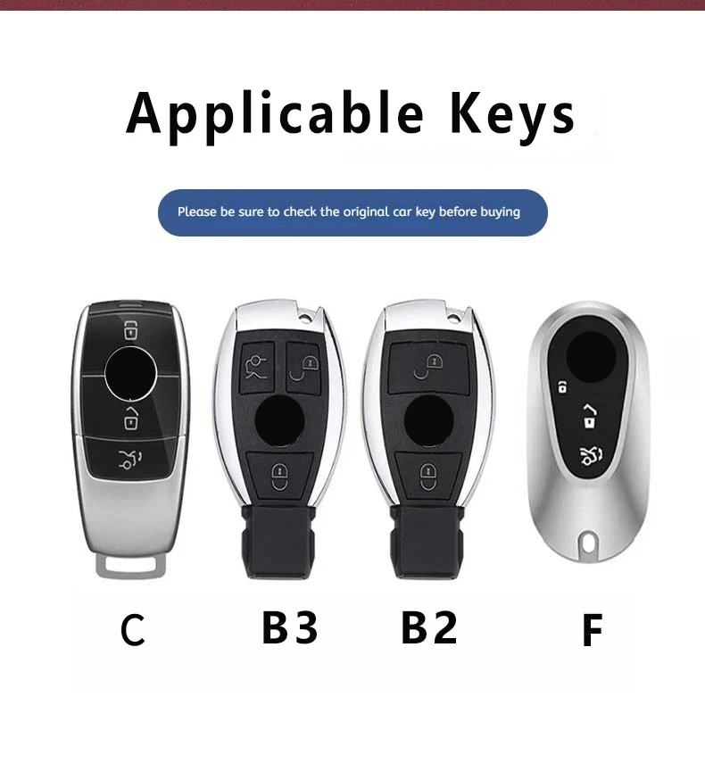 Genuine Leather Car Key Case Cover Fob for Mercedes Benz C Class S Class W223 W206 S350L S400L S450L S500L Keychain Accessories