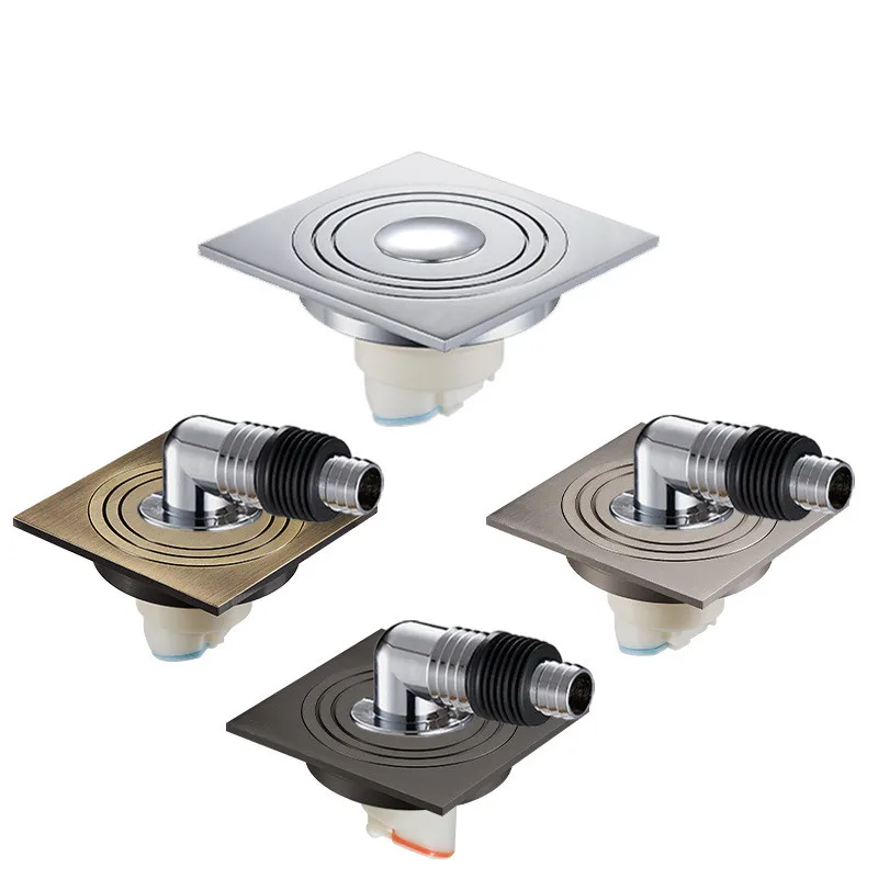 10x10cm Floor Drain Linear Shower Drain Square Brass Washing Machine Use Bathroom Laundry Room Odor-proof Floor Drain