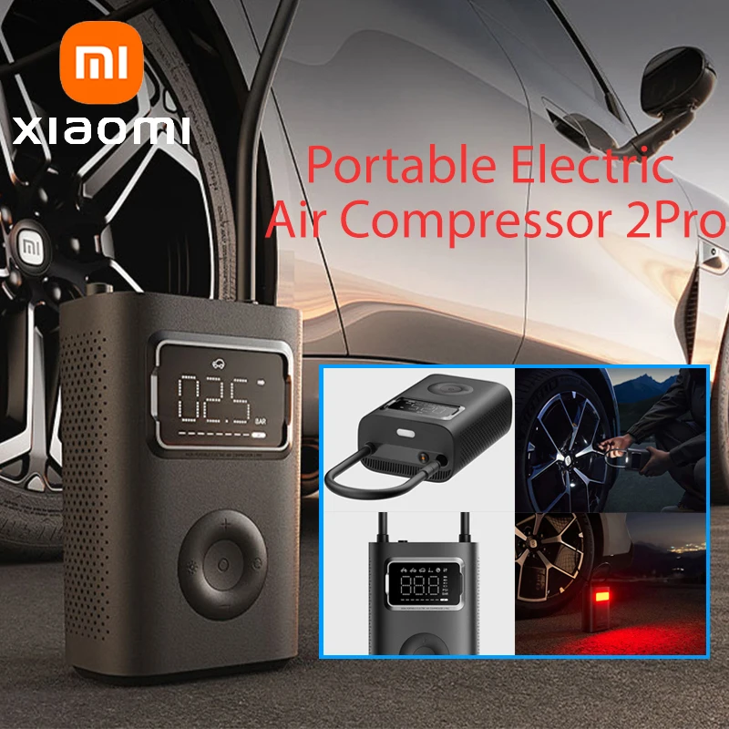 

New XIAOMI MIJIA Portable Air Pump 2 Pro，Portable Electric Inflator Pump，LED Display，Type-C Charg，150psi High Pressure，Bike Car