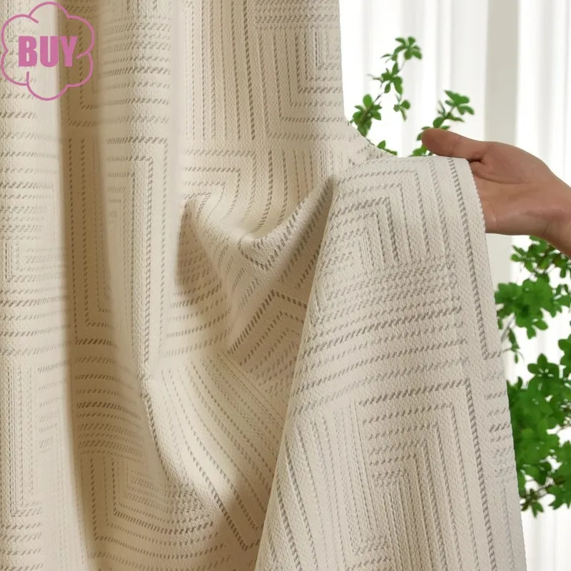 Customized Jacquard Cream Thickened Chenille Blackout Curtains for Living Room Bedroom French Window Balcony Finished Products