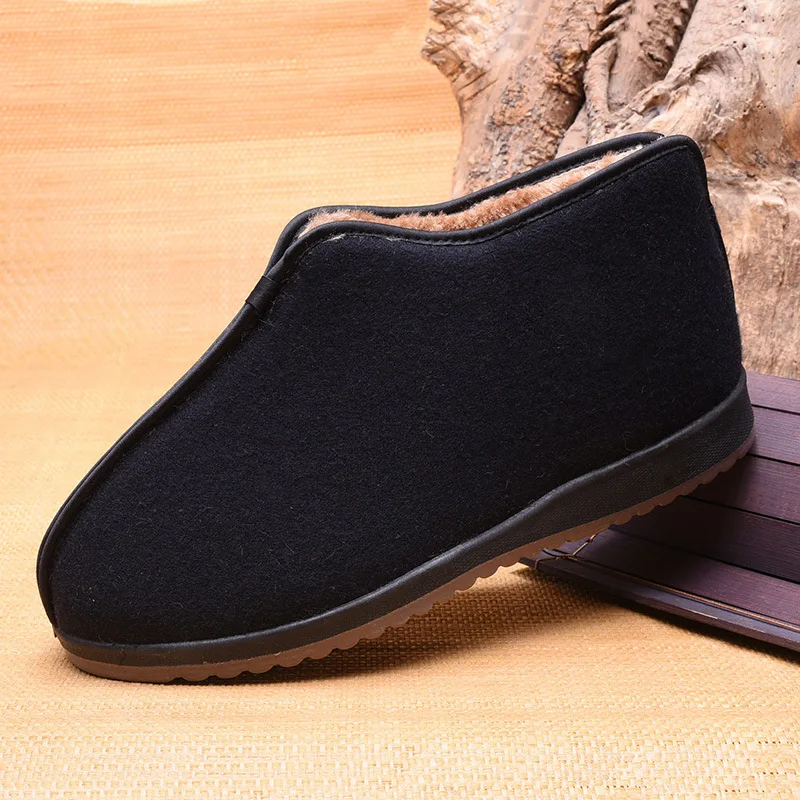 Winter Warm Fur Men Shoes Outdoor Fuzzy Non-slip Men Boots Casual Short Plush House Men Shoes Soft Fuzzy Cozy Shoes for Man