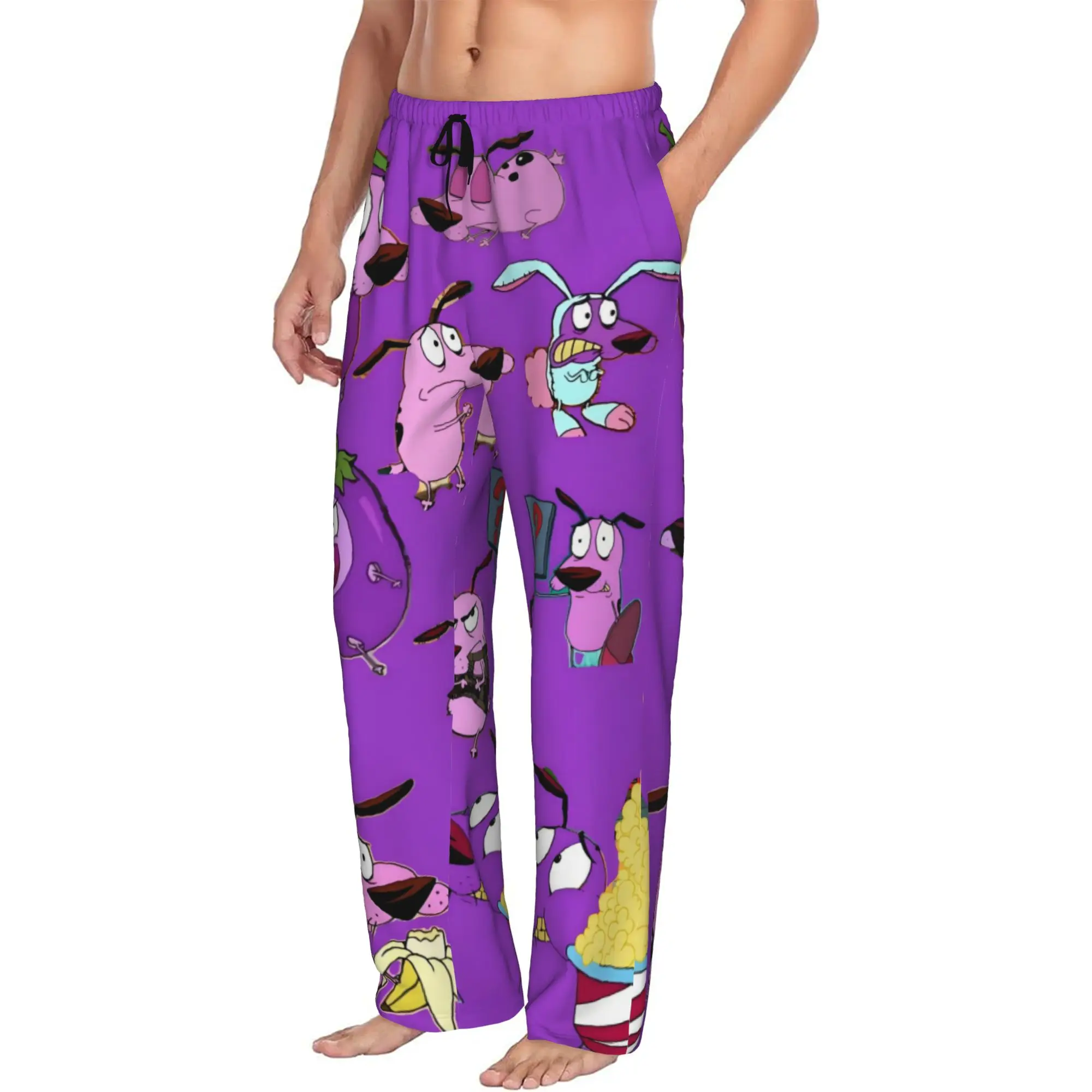 Custom C-Courage The Cowardly Dog Pajama Pants Men  Sleepwear Lounge Sleep Bottoms Stretch with Pockets