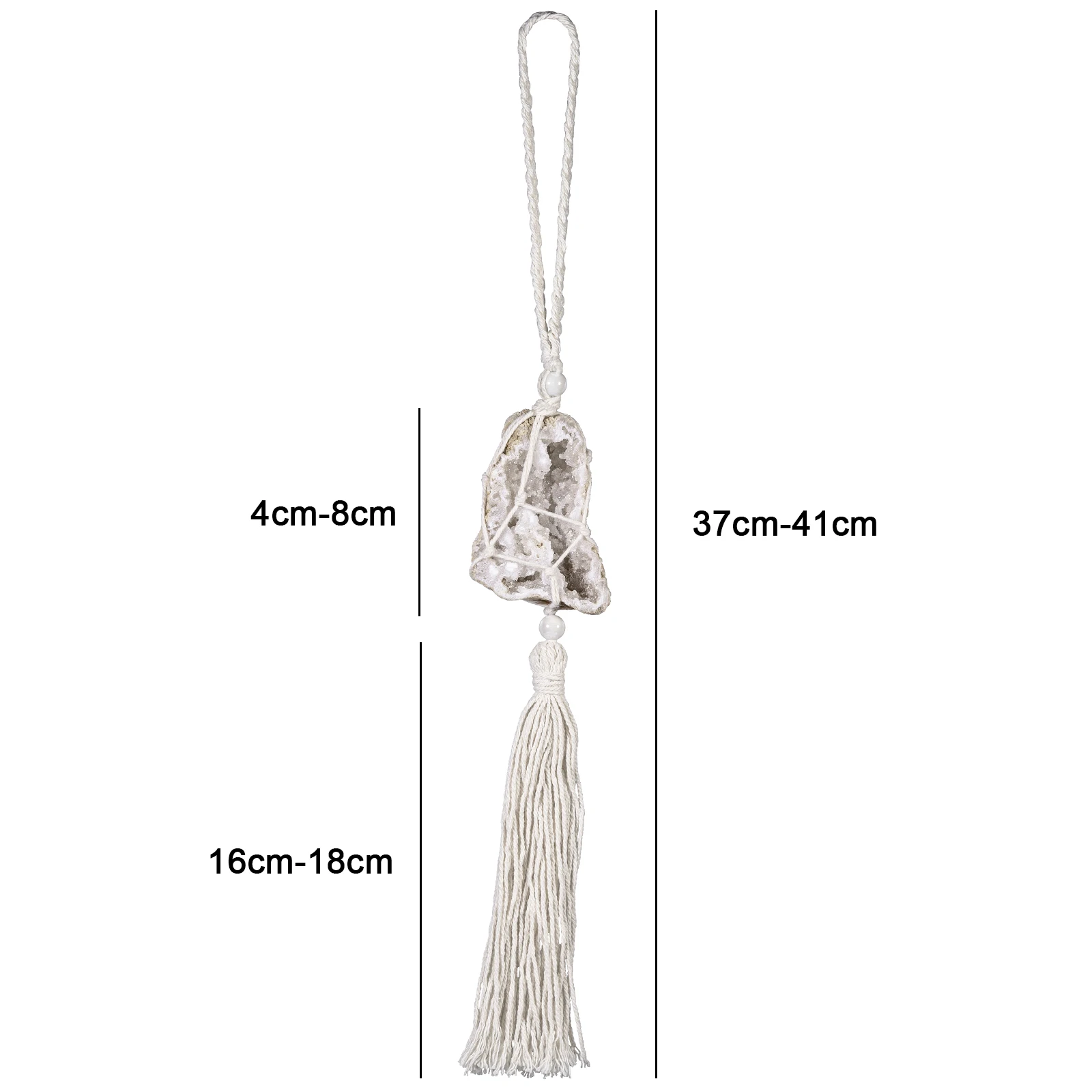 Natural Raw Geode Druzy Crystal Stone Hanging Ornament With Tassel For Home Office Car Decoration