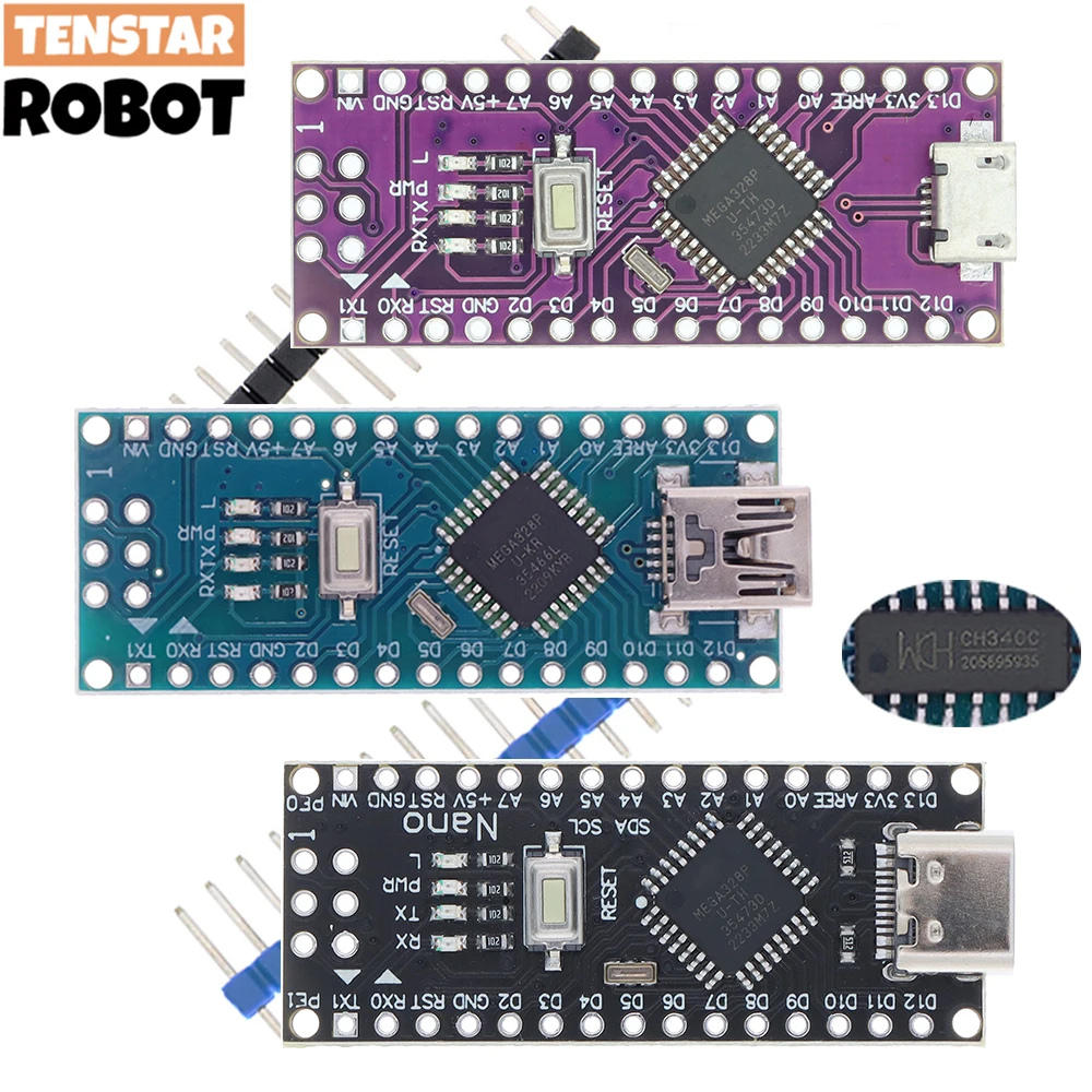 Controller Nano 3.0 con il vecchio caricatore di avvio Mini driver Micro USB CH340 di tipo C 16 Mhz ATMEGA328P