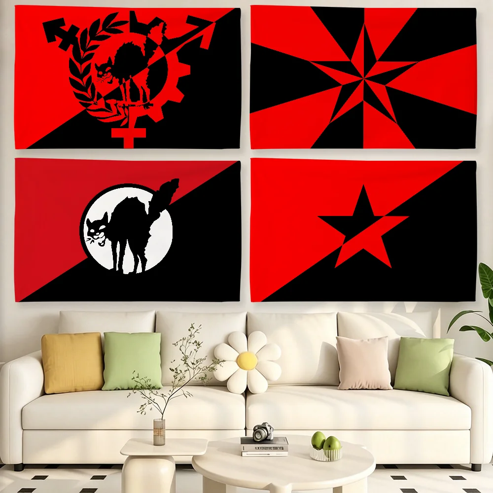 Anarchist Black Cat flag For Living Room Home Dorm Decor Wall Outdoor Camping Party Banner Gifts