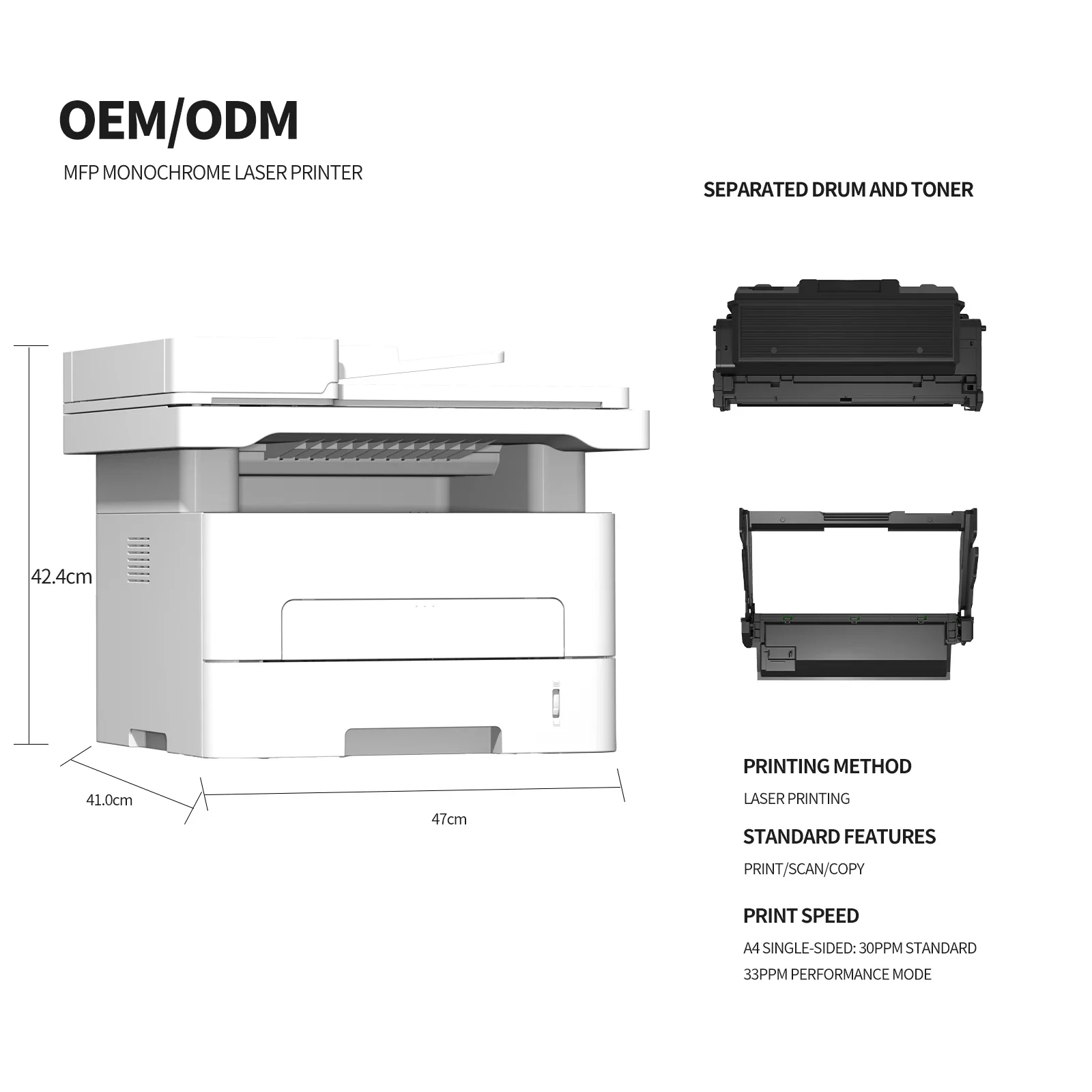 Monochrome Laser Printer with Scanning Copier Printing Copier