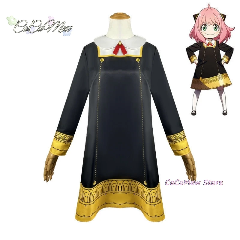 Anime SPY FAMILY Anya Forger Cosplay Costume Toddler Kids Anya Cospla Kawaii Black Dress Party Clothes Wig Halloween Women Girl