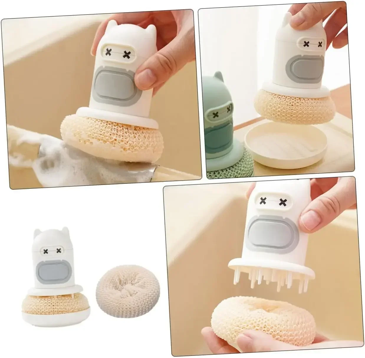 Cleaning brush pot creative, tools, household cleaning, push cartoon cute, soap dish addition of fluid, automatic cleaning