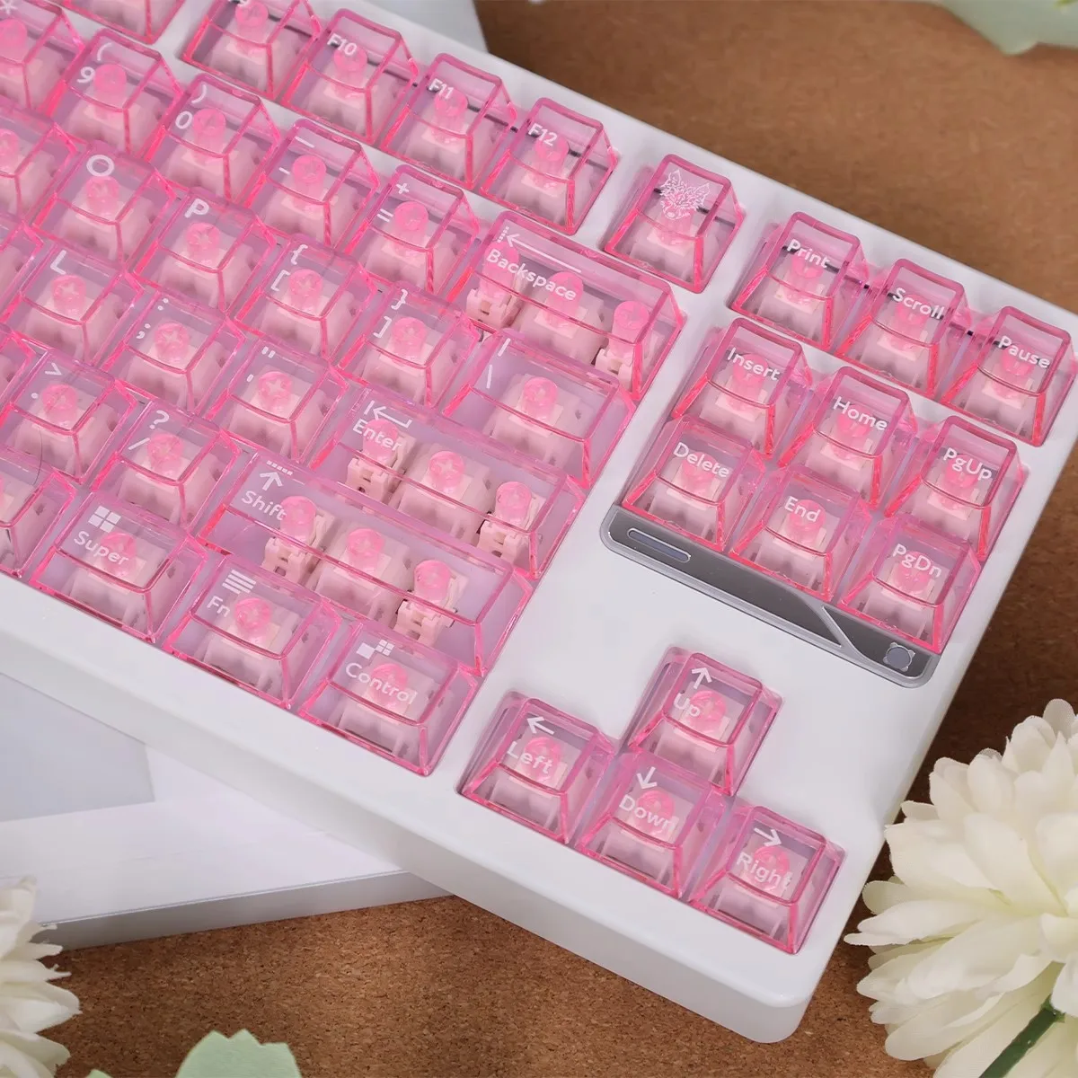 GMK Linda montanha de neve rosa Keycaps PBT Dye Subbed Key Caps Cherry Profile Keycap com 2.25U 2.75U 3U 7U Barra de espaço ISO Enter