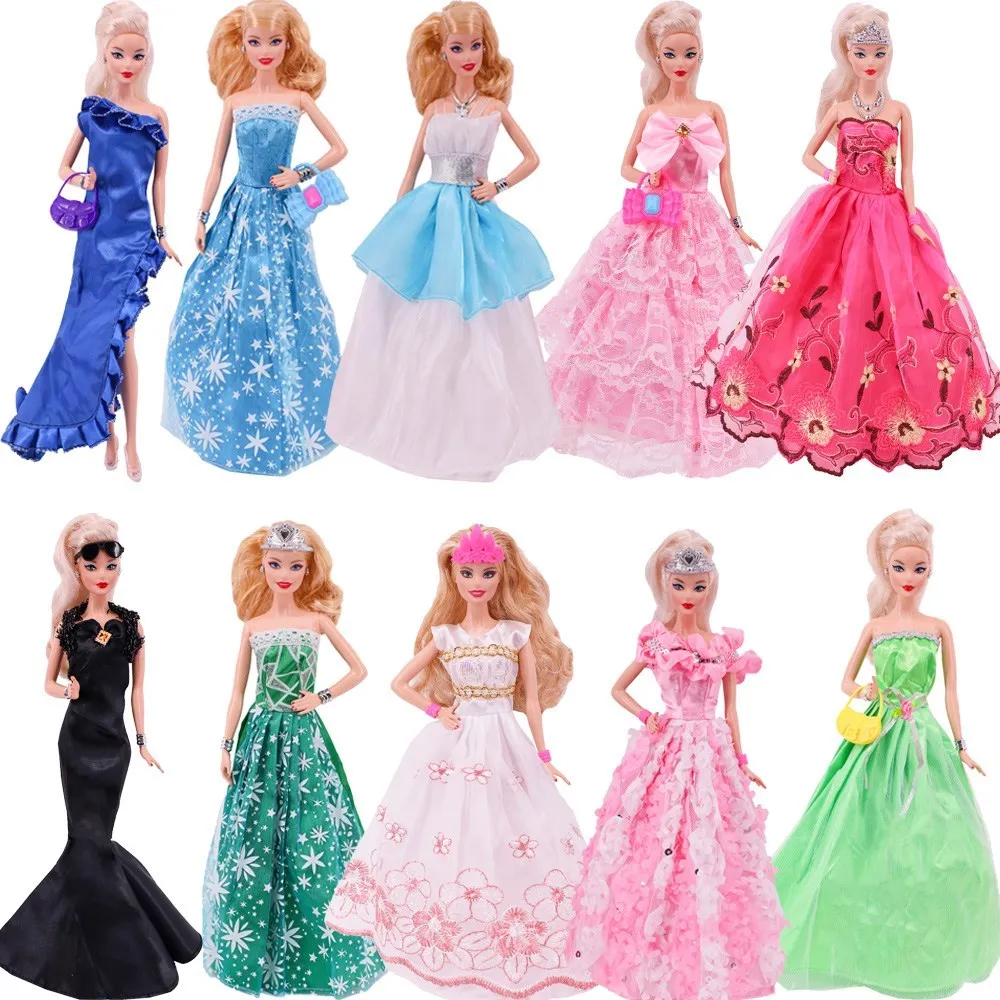 1set Doll accessories Dream Lace Wedding Dress + Accessories Shoes Party Wear Clothes for Barbies BJD 1/6 Doll Girl Toy Gift