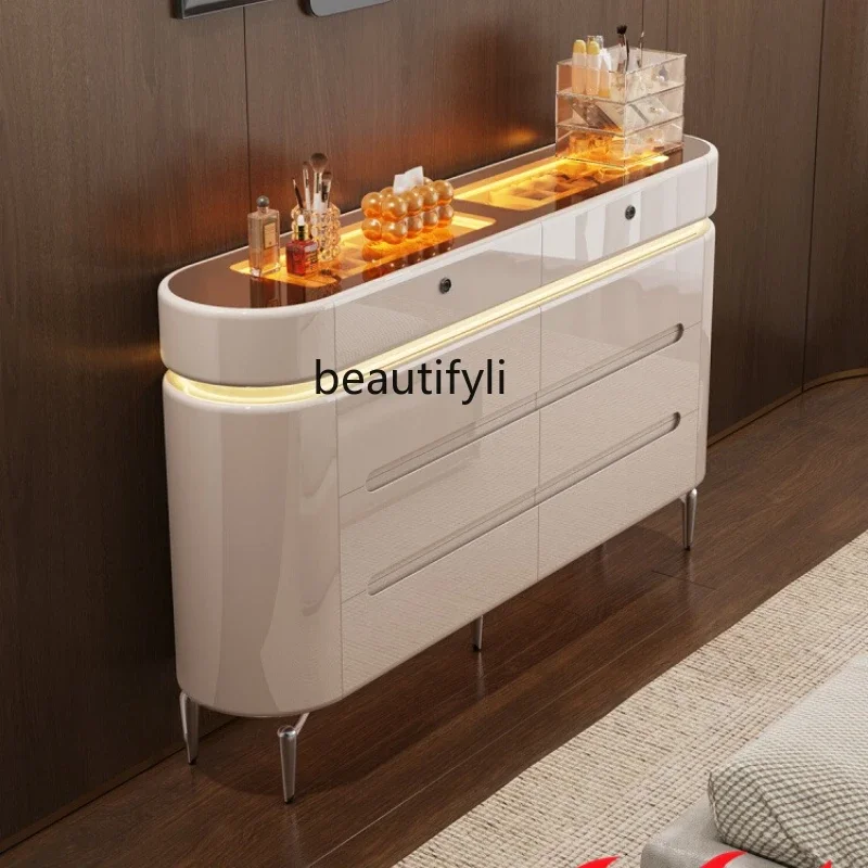 Light luxury eight-bucket cabinet, cream style jewelry storage cabinet, entrance French bedroom, bedside cabinet