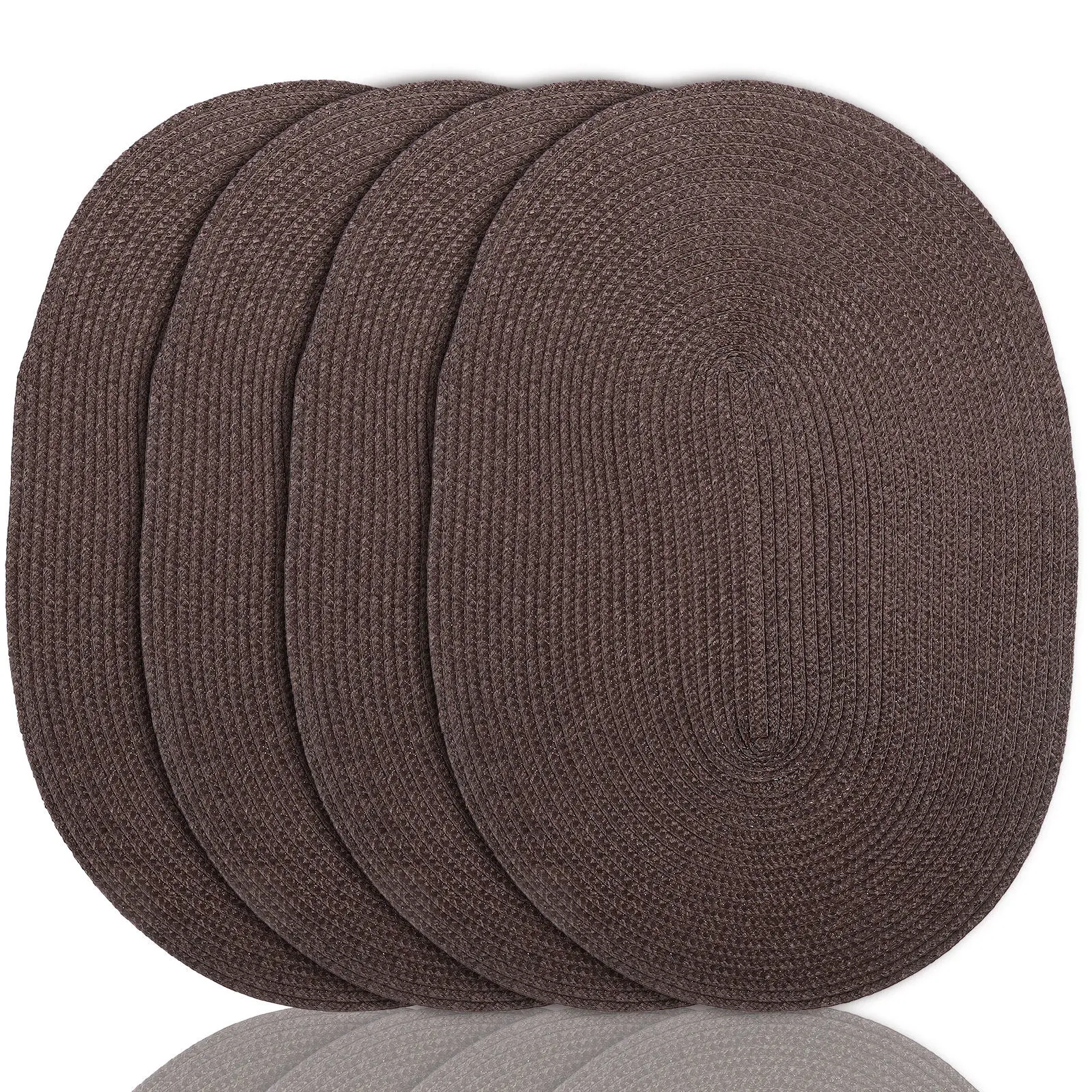4pcs Woven Placemat Set Heat Resistant Tableware Pad For Dining Table Decorative Kitchen Mat Reusable Cup Coaster Non Slip