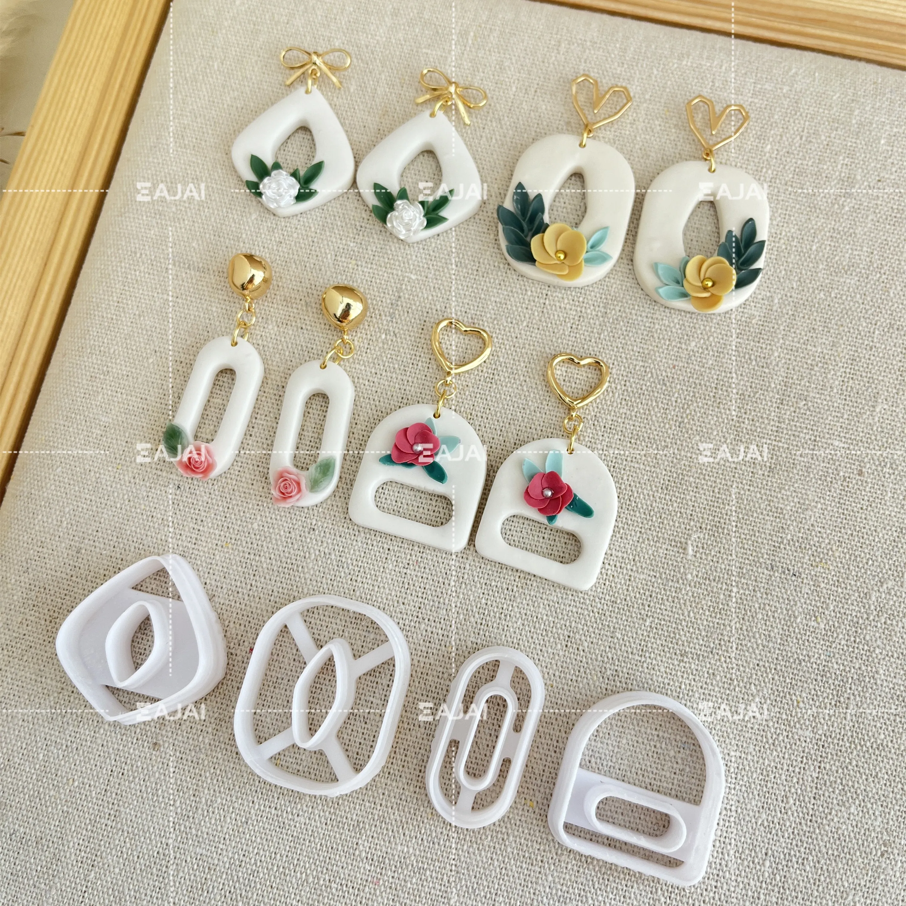 

Embossing Flower Clay Cutters Floral Polymer Clay Cutters Boho Earring Cutter DIY 3D Jewelry Making Tools for Craft Lovers