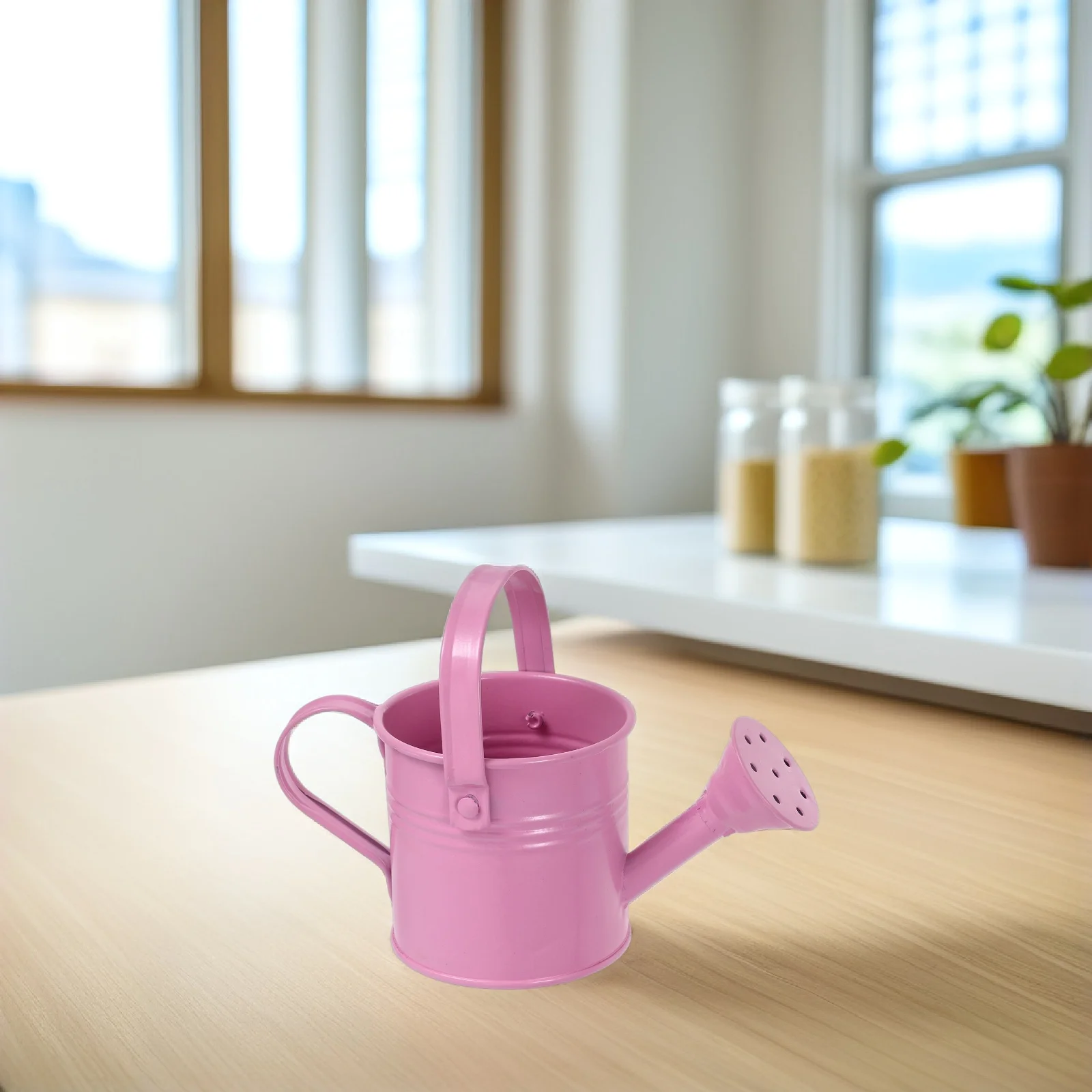 

1pc Mini Watering Can Flowerpot Pink Jug Galvanized Spout Decorative Succulent Plants Indoor Small Space Desk Table