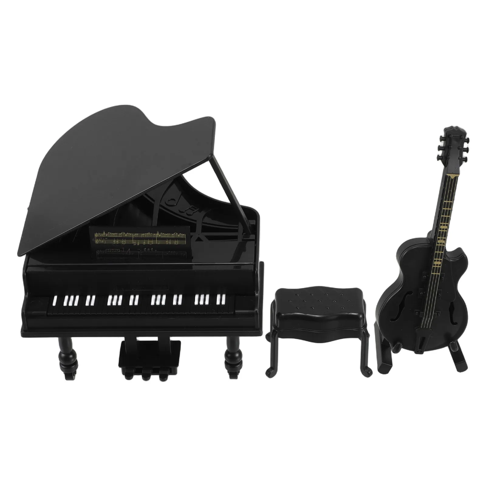 

1Set Miniature Grand Piano Guitar Musical Decor Dollhouse Furniture Realistic Tiny Ornament Mini Guitars Ornaments