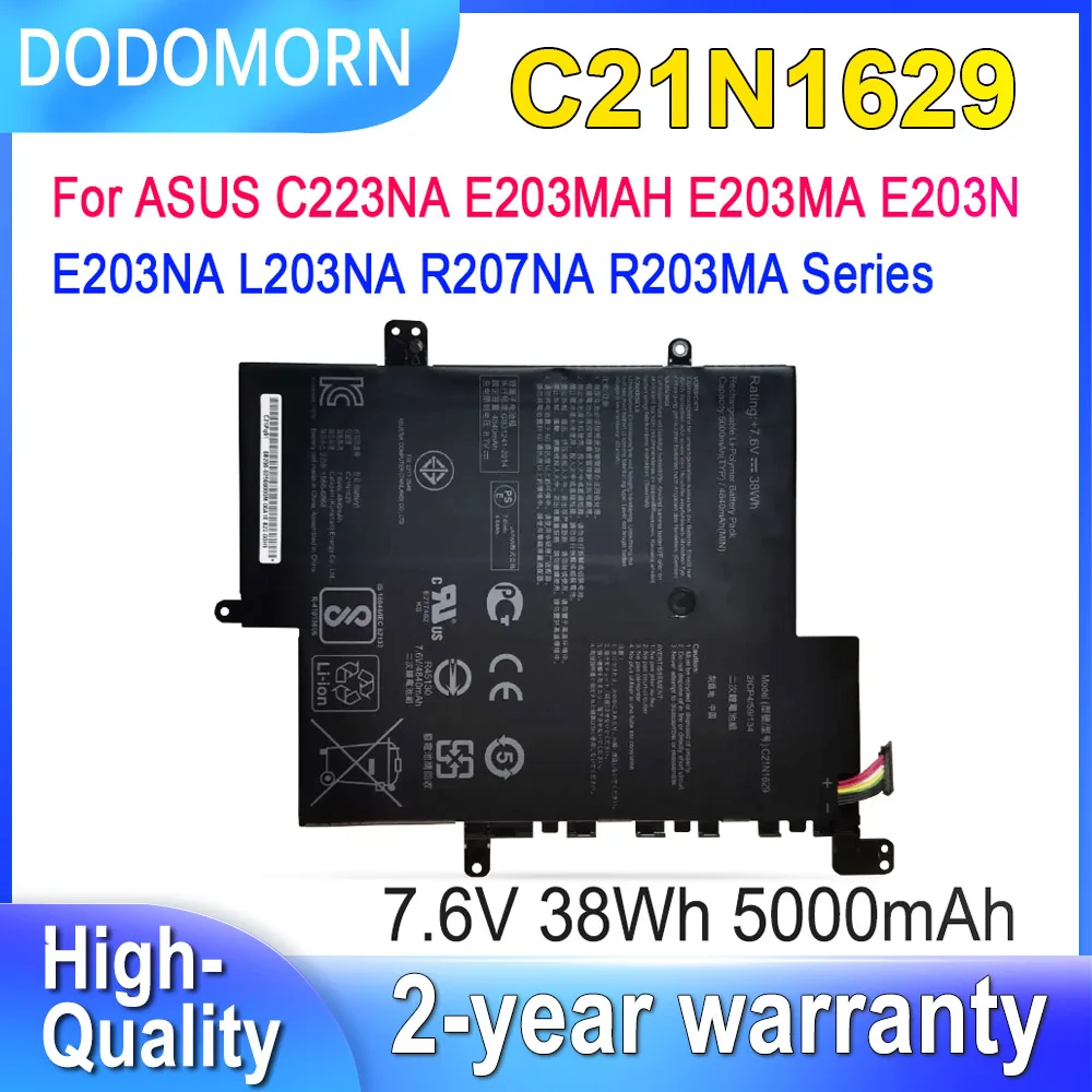 DODOMORN C21N1629 Laptop Battery For Asus C223NA E203MAH E203MA E203N E203NA L203NA R207NA R203MA Series C21N1807 38Wh 7.6V