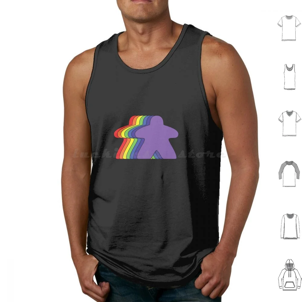 Rainbow Meeples Tank Tops Print Cotton Boardgame Board Game Board Gamer Rpg Dnd Geek Game Nerd Tabletop Master Gaming