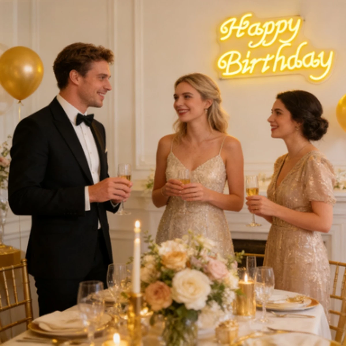 Happy Birthday Neon Sign LED Marquee Light USB for Party Decor Cake Table Centerpiece Home Bar Aesthetic Desk Night Light Gift