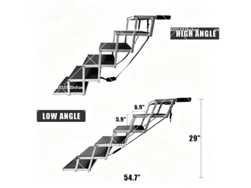 Aluminum Framed Pet Ramp with Nonslip Surface, 5/6 Step Dog Ladder for Beds Trucks Cars SUV, Supports 200 Lbs