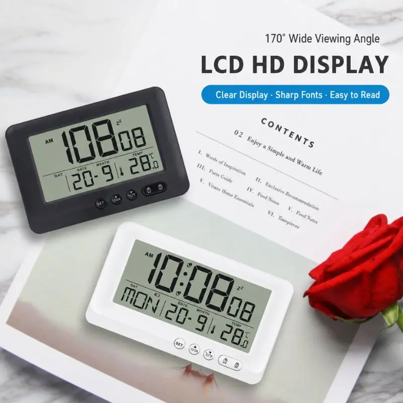 Radio Controlled Lcd Digital Alarm Clock Student Special Electronic Wake Up Clock Desktop Timer For Home