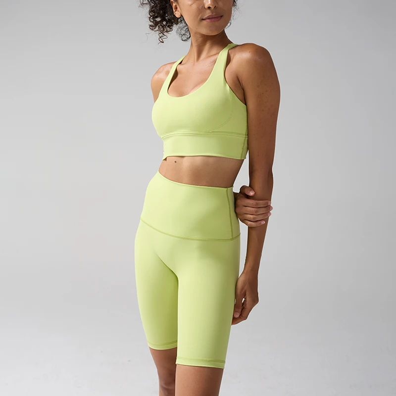 

Yoga Shorts 2 Pieces Fitness Suit Cross Back Bra Top With High Waist Shorts Suit Running Workout Pilates Fitness Tracksuit