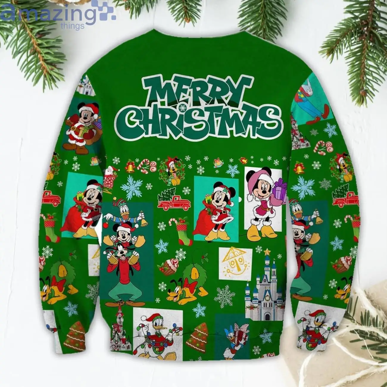 Minnie Mouse Pattern Xmas Pink 2022 Christmas Disney Cartoon Sweater