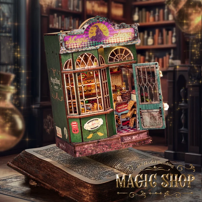 DIY Wooden Miniature Model Kit Magic Shop Casa Doll Houses 3D Puzzle Dollhouse With Furniture Light for Friends Birthday Gifts