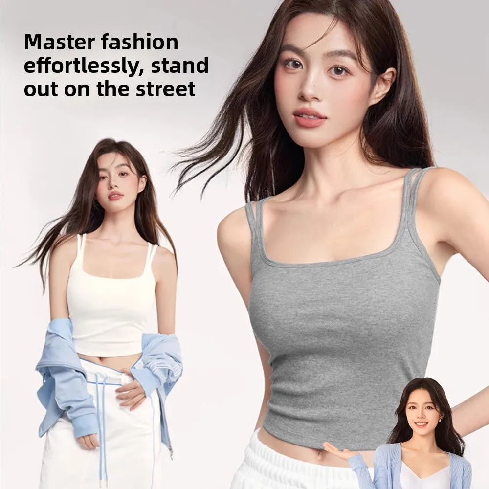 

Летний женский топ-бюстье 2026 с невидимыми бретелями, встроенными чашечками и U-образным вырезом, узкие бретельки, А-силуэт