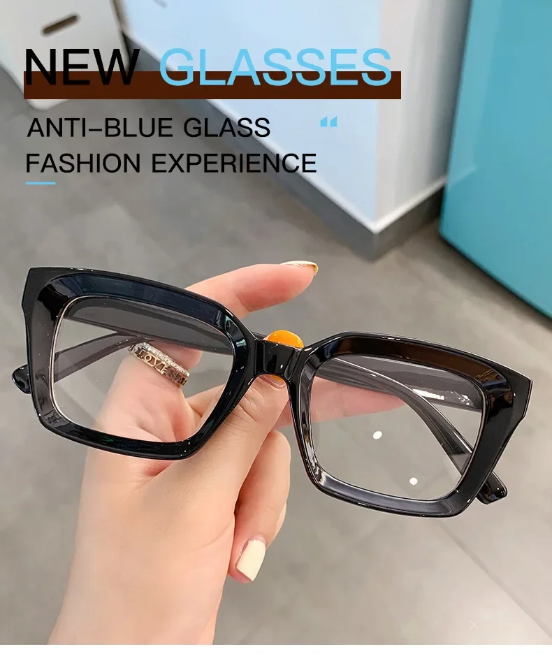 Unisex Transparente Quadratische Lesebrille Für Frauen Mode Übergroßen Anti Blau Licht Computer Männer Brillenfassungen – Detail 1