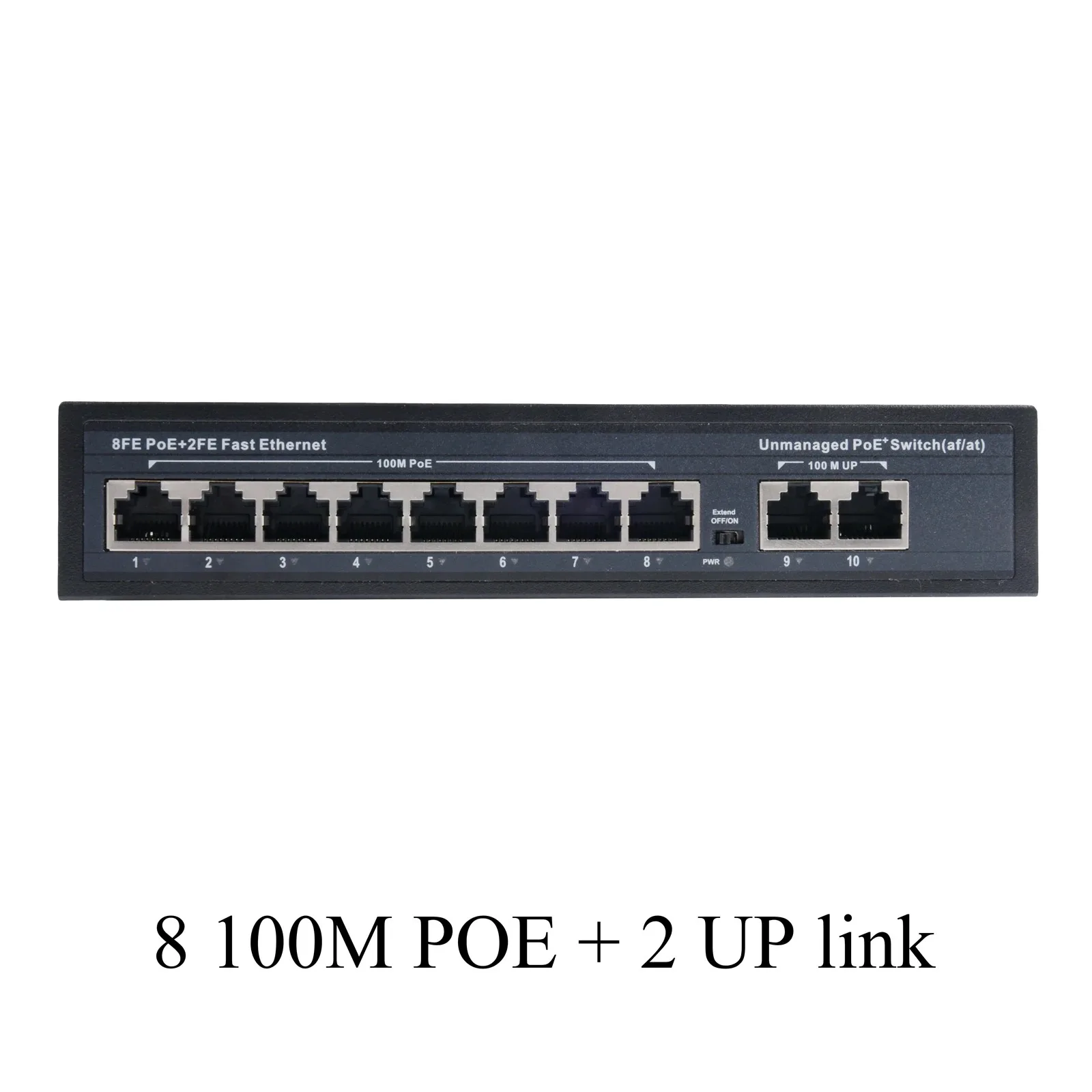 10/100Mbps Standard POE Switch 8 Ports + 2 Uplink Ports Ethernet Switch Lightning Protection For IP Camera Wireless AP