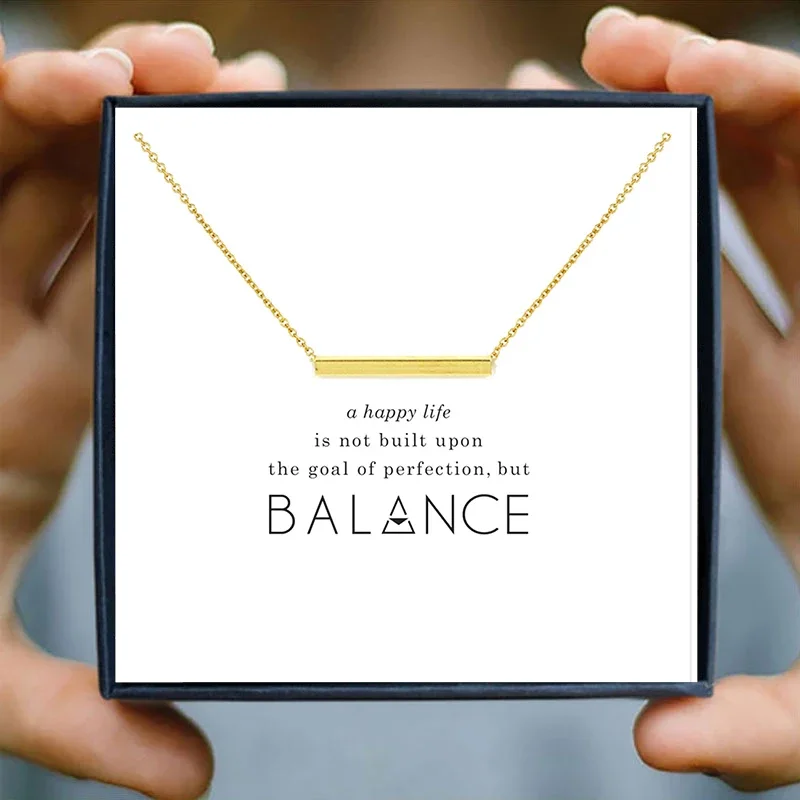 Copper Hollow Tube Necklace Balance Classic Creative Women Alloy Short Chain Valentines Day Wish Card Gift Black