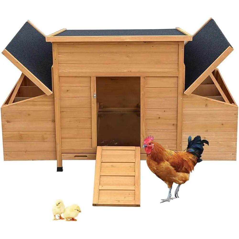 

Outdoor Weather-Resistant Chicken Coop with Enclosed Run for Ducks, Rabbits, and Hens