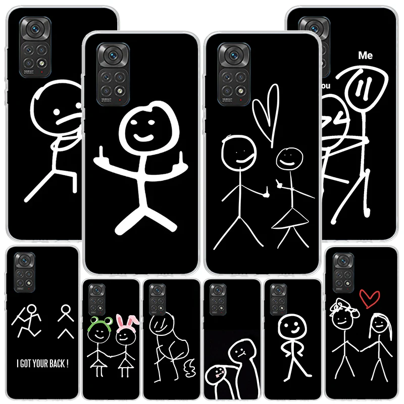 Cartoon Stickman Matchman Phnoe Case for Xiaomi Redmi Note 13 12 12S 11S 11E 11 10S 10 Pro Plus 9 9S 11T 9T 8 8T 7 Unique Cover