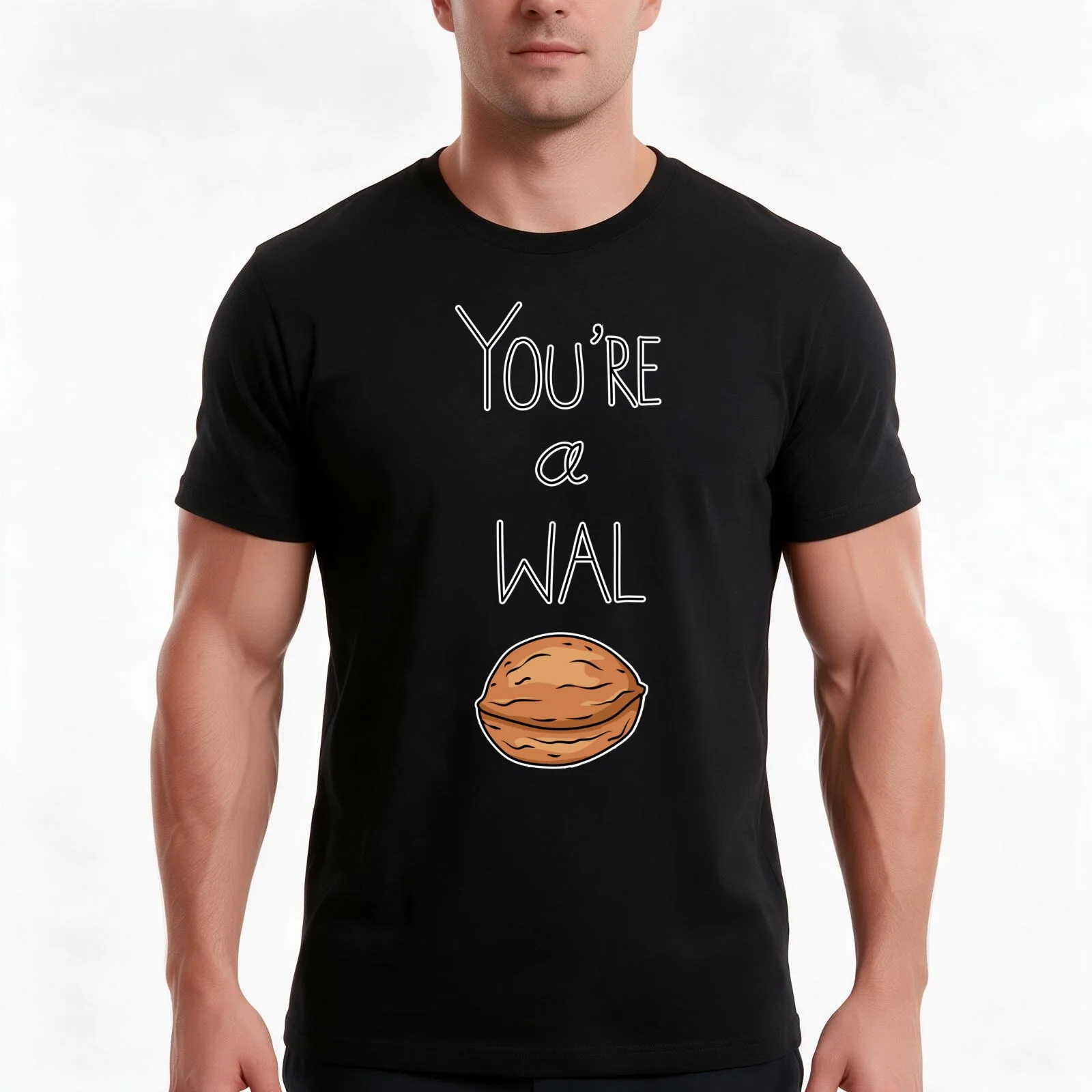 Walnut T-Shirt, Summer Casual Cotton Tee, Oversized Streetwear Tops, Vintage Graphic Print, Loose Fit Short Sleeve, 100% Cotton