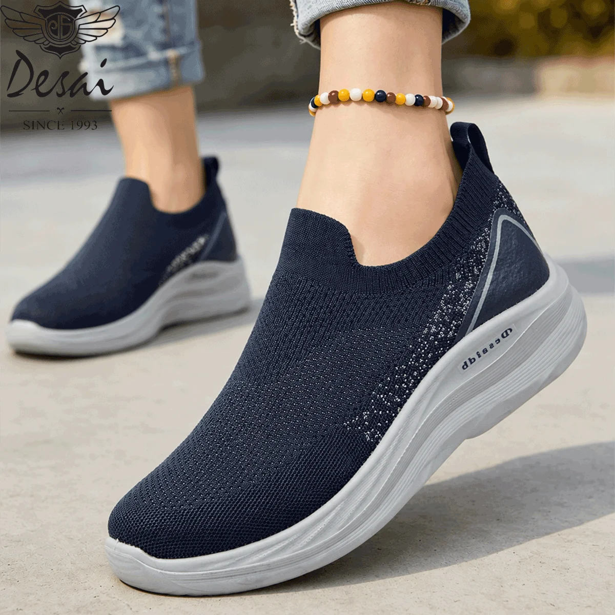 Desai Men's 2026 Slip-on Sneakers Knitted Sock Shoes Sporty Comfortable Walking Shoes for Daily Travel