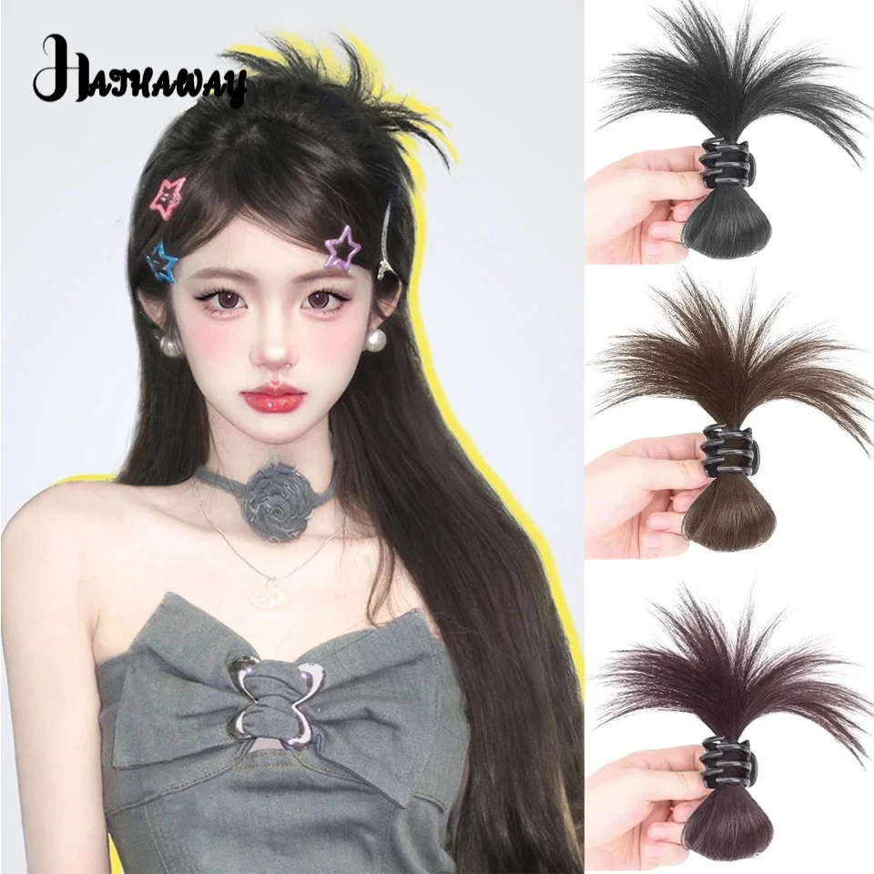 Synthetic Chignon Female Lazy Wind Fountain High Ponytail Gripping Clip Hairstyle Simple Fashion Meatball Head Wig