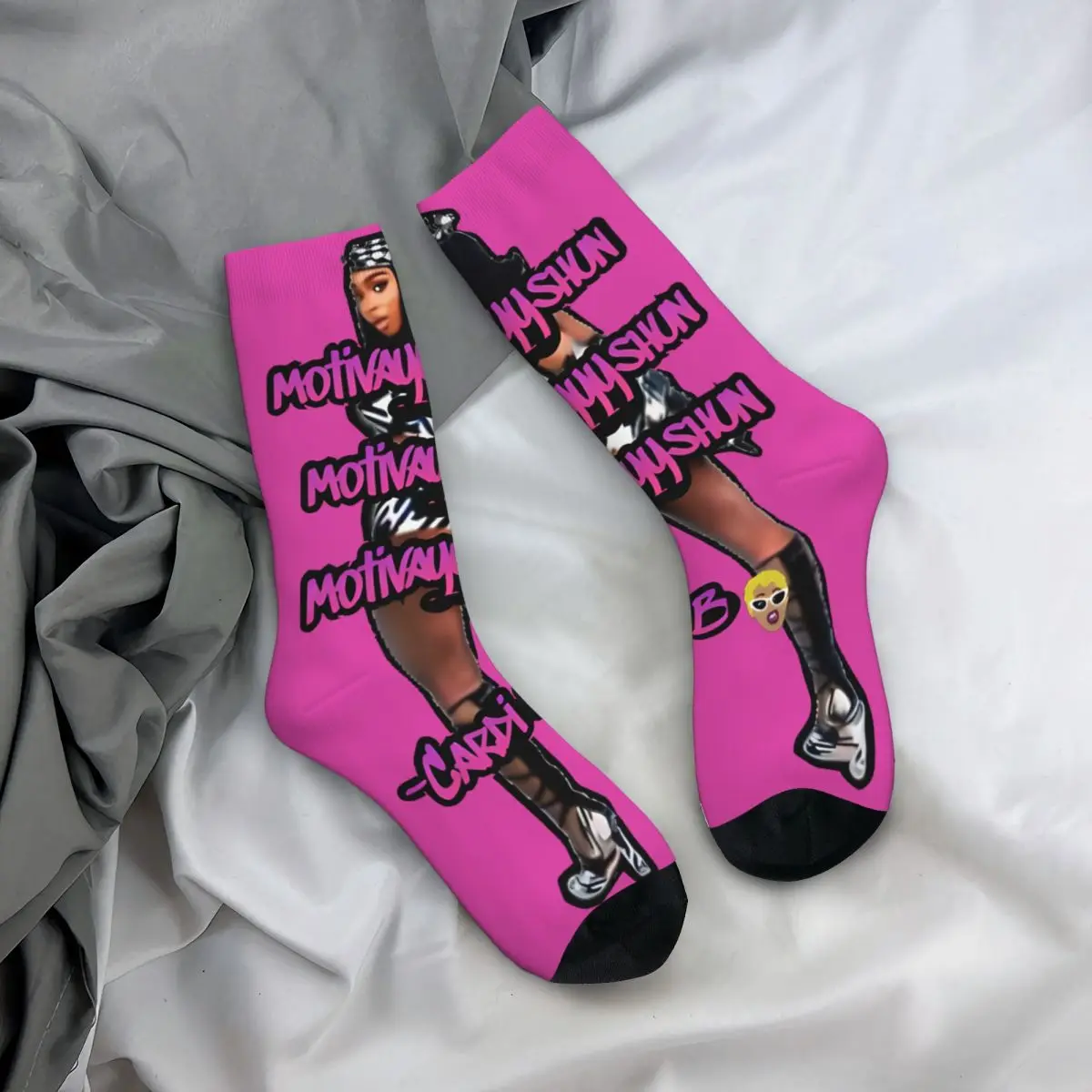 Happy Funny Men\'s compression Socks Quote Retro Harajuku Cardi B Street Style Novelty Casual Crew Crazy Sock Gift Printed