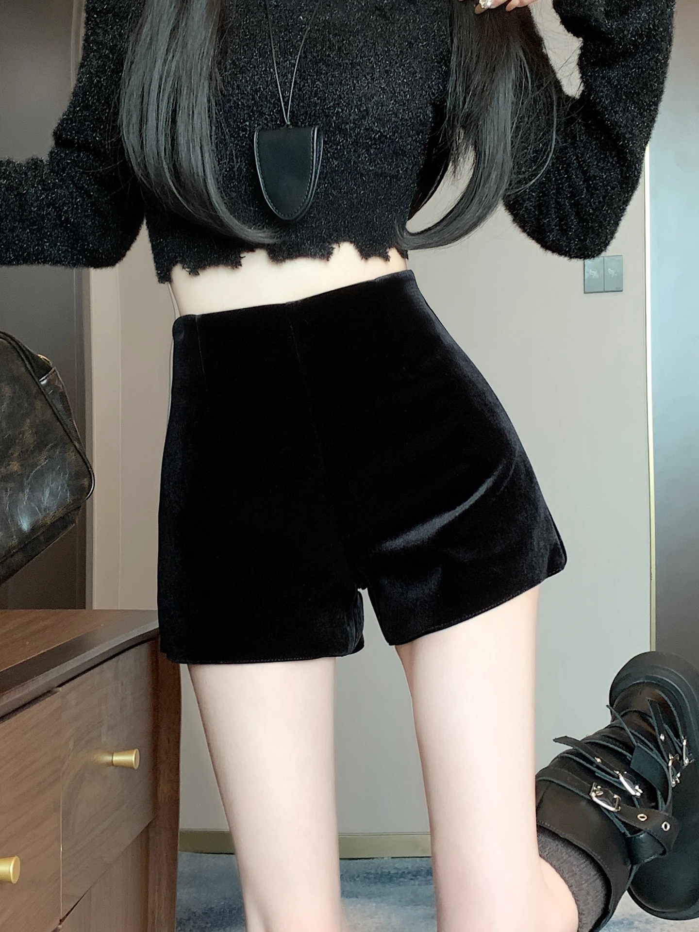 Pantalon bootcut en velours taille haute pour femme, vêtements d'extérieur automne-hiver, pantalon large en laine, pantalon droit confortable