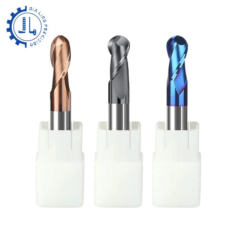 Fresa a punta sferica in carburo di tungsteno Fresa per fresa CNC R0.5 6mm 8mm 10mm HRC45 55 65 2 flauto