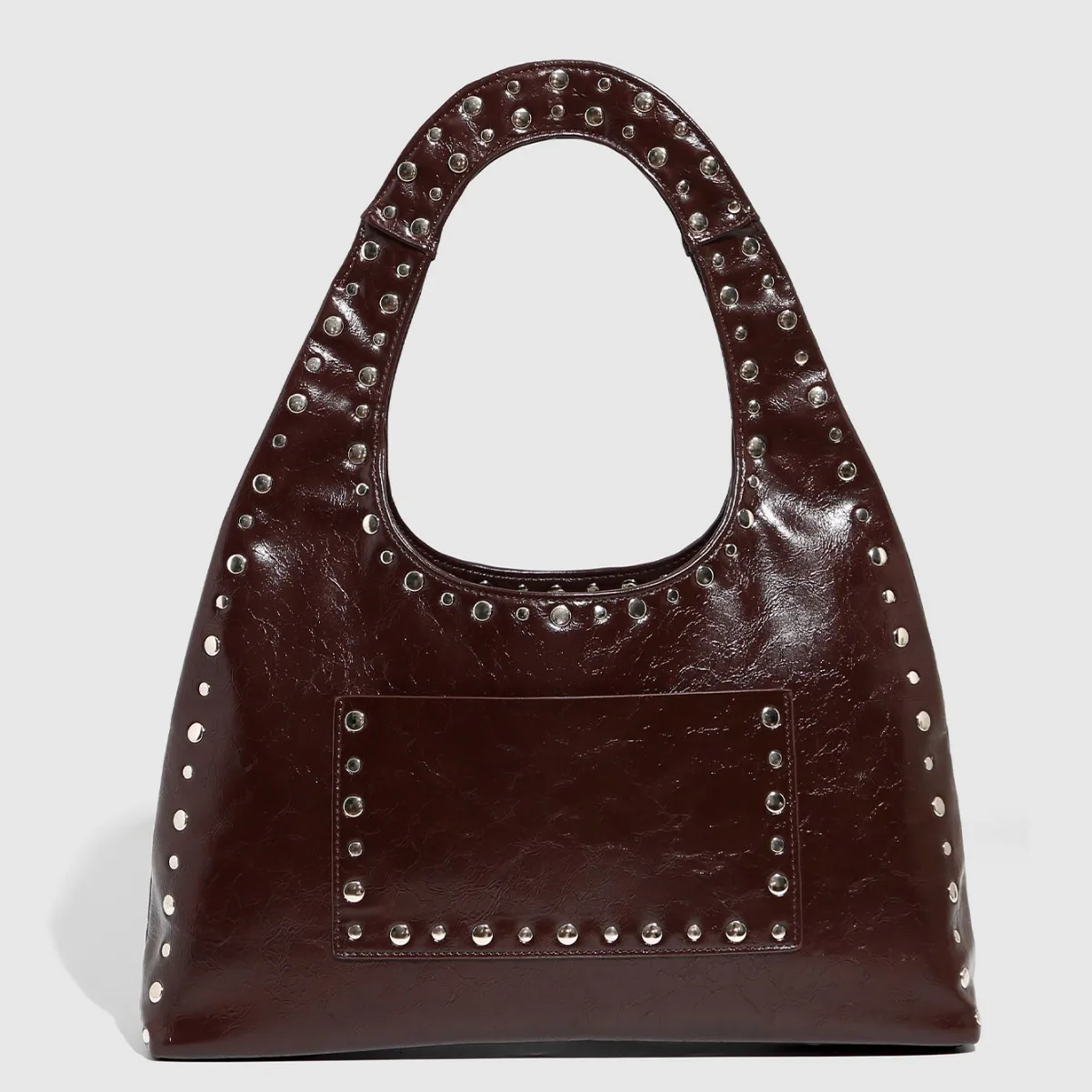 

Vintage Rivet Underarm Bags for Women Handbag Luxury Designer Studded Shoulder Bag Punk PU Leather Female Clutch Tote NEW Chic