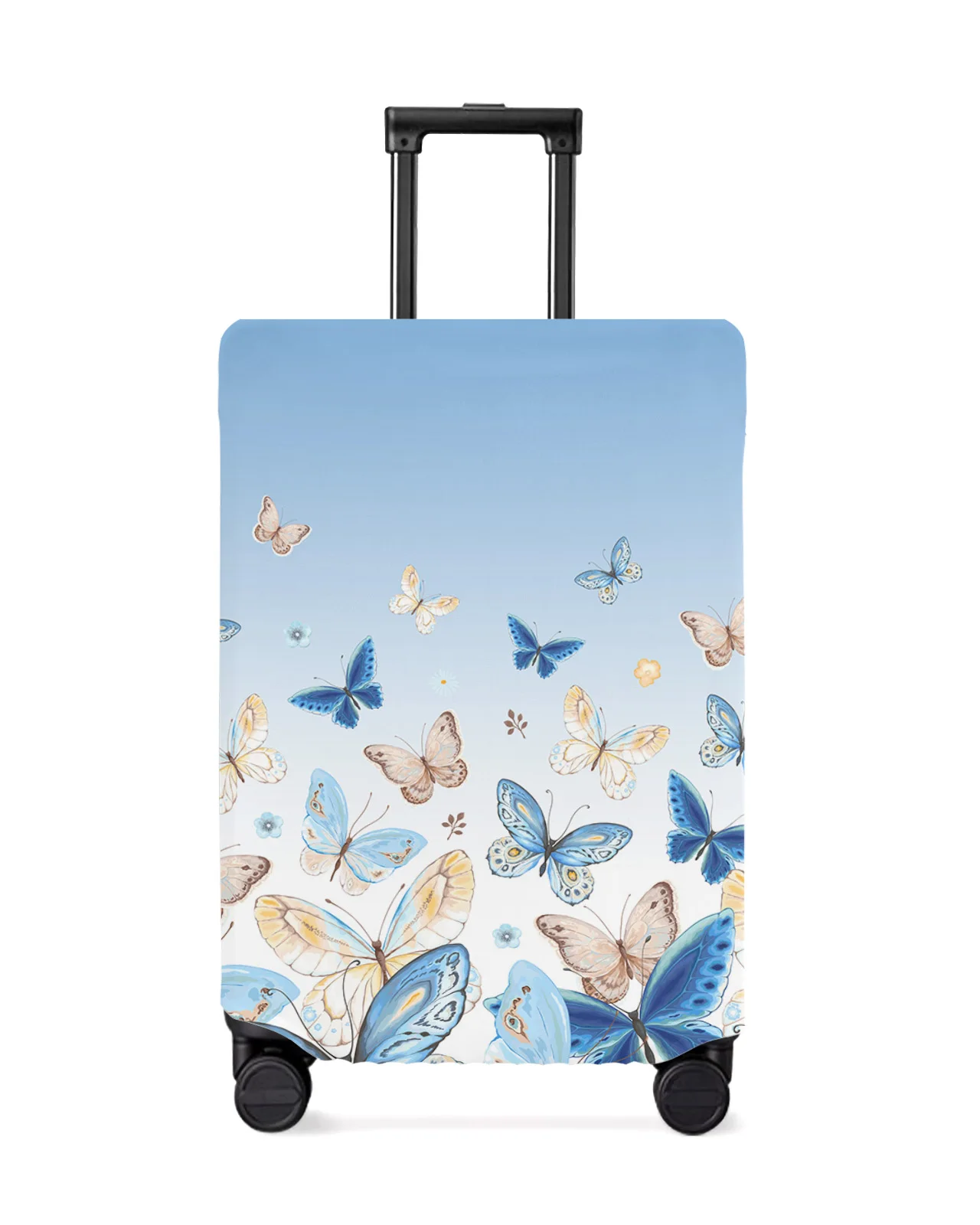 Pastoral Butterfly Blue Gradient Luggage Cover Stretch Suitcase Protector Baggage Dust Cover for 18-32 Inch Travel Suitcase Case