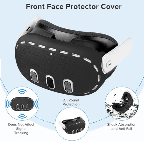 Imagen 2 del producto Kits de accesorios VR 7 en 1 para Meta Quest 3, cubierta protectora de silicona, tapa de lente de auriculares VR, funda protectora para Meta Quest 3