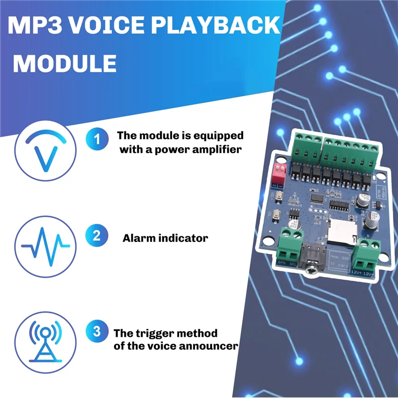 A93P MP3 Voice Playback Module Multi-Mode Amplifier With Alarm Prompt, Voice Broadcast, Multiple Trigger Mode Functions